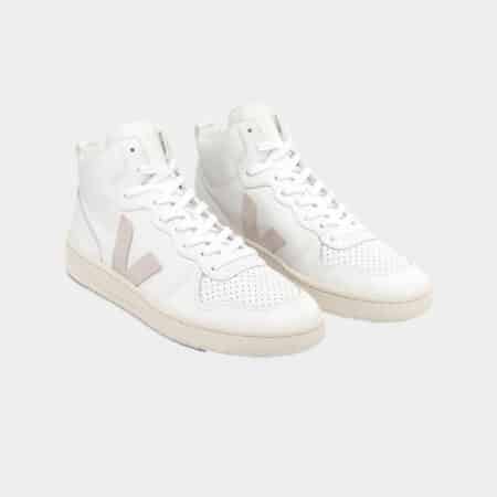 V-15 Leather son las zapatillas blancas de media caña de Veja