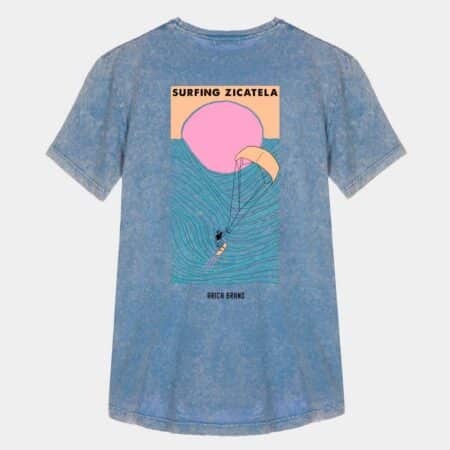Zicatela blue es la camiseta azul lavada de Arica