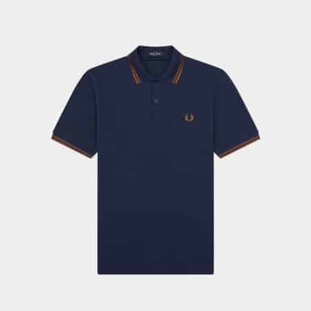 Fred Perry M12 Carbono intenso franjas caramelo oscuro