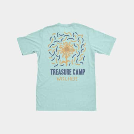 Camiseta Wolher Treasure azul lavado super divertida