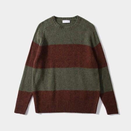 Stripes sweater plain en rayas verde oliva y burdeos es tu jersey Edmmond Studios