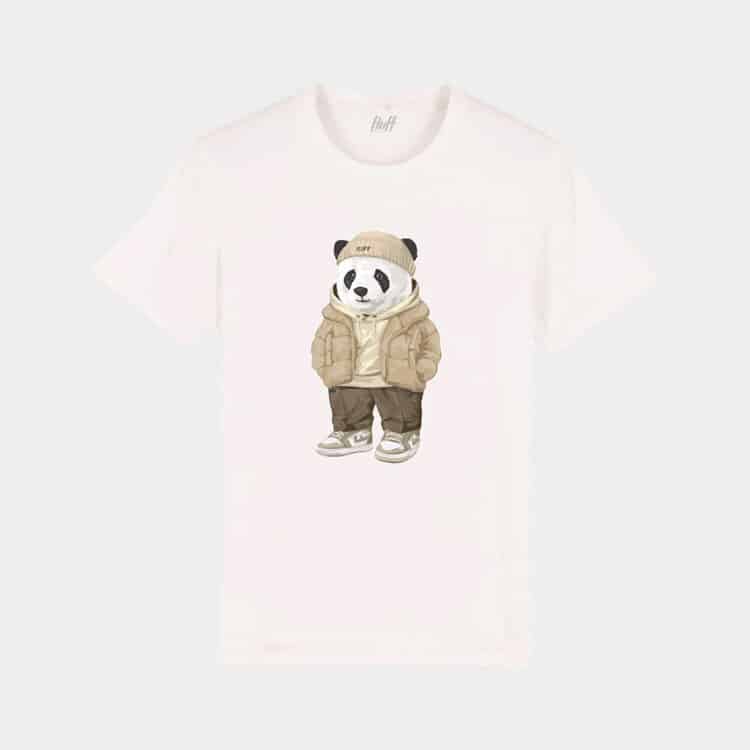 Panda puffer off en color blanco roto de la camiseta de Fluff