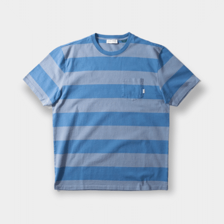 Faran stripes plain en rayas gruesas azules de la camiseta Edmmond