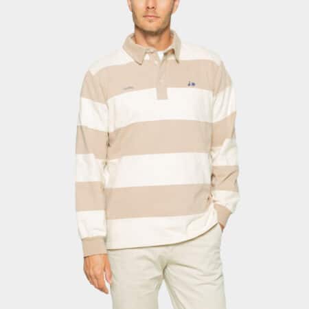 Polo Scotta Rugby stripes beige oscuro